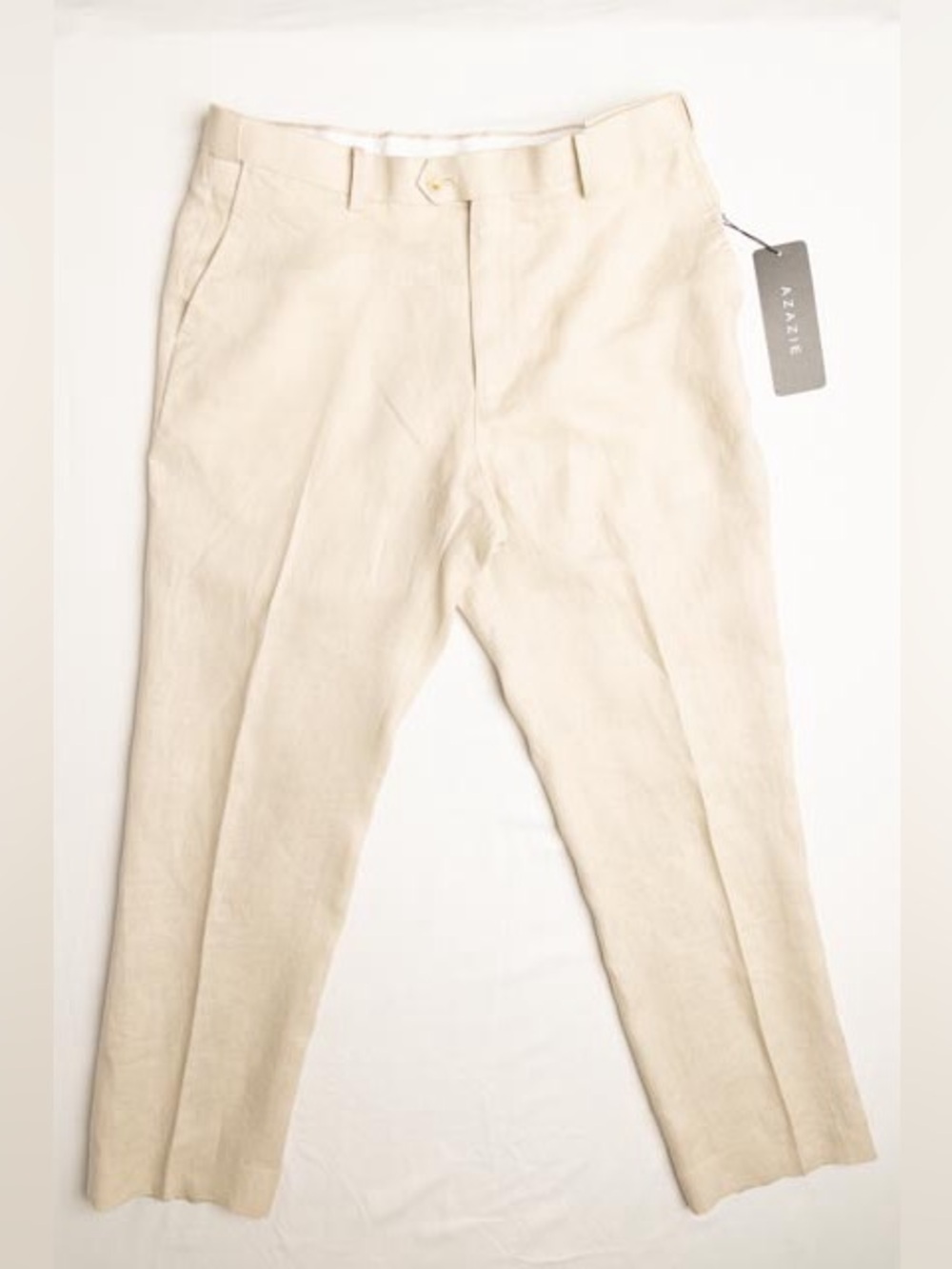 Azazie Harrison Mens Tan Linen Wedding Suit Dress Pants Classic Fit 32x30 NWT